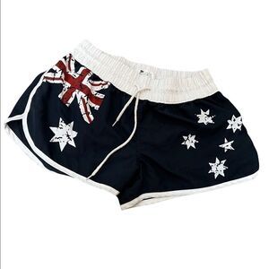 YOUTH Union Jack Navy Elastic Waist Short Athletic Draw String Short L